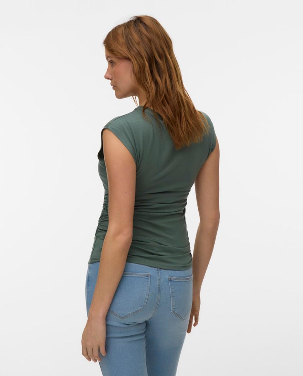T-shirt Cintada com Costuras Apertadas Musgo-2