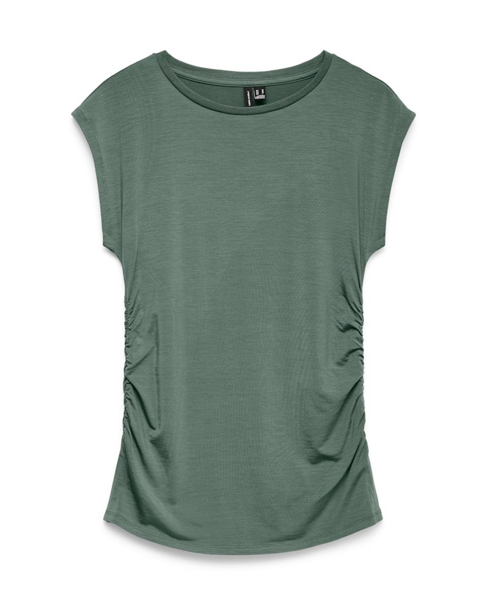 T-shirt Cintada com Costuras Apertadas Musgo-4