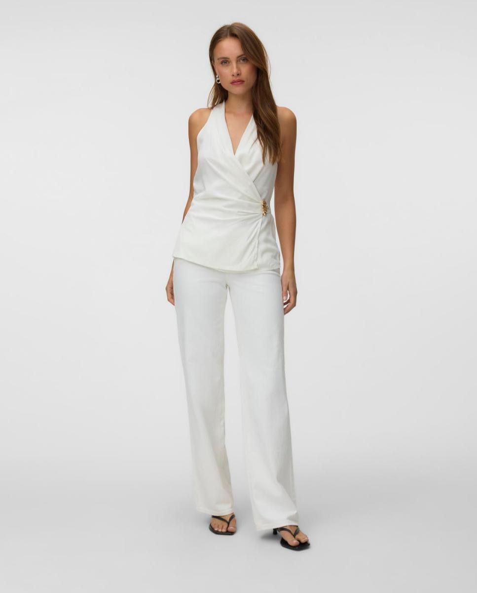 Top halter de mujer efecto cruzado - Vero Moda - Blanco Blanco-4