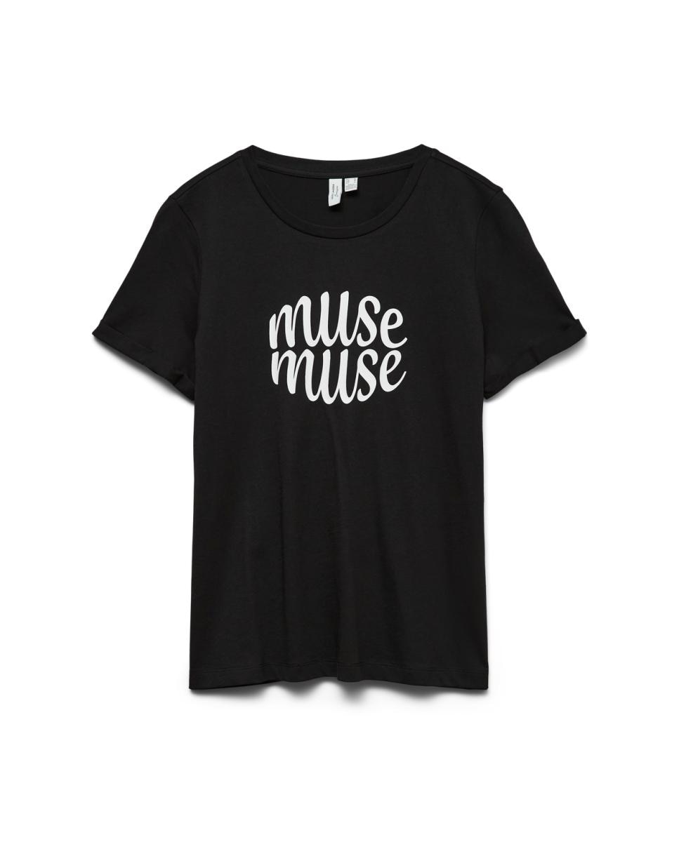 T-shirt com manga curta e estampado Preto-5