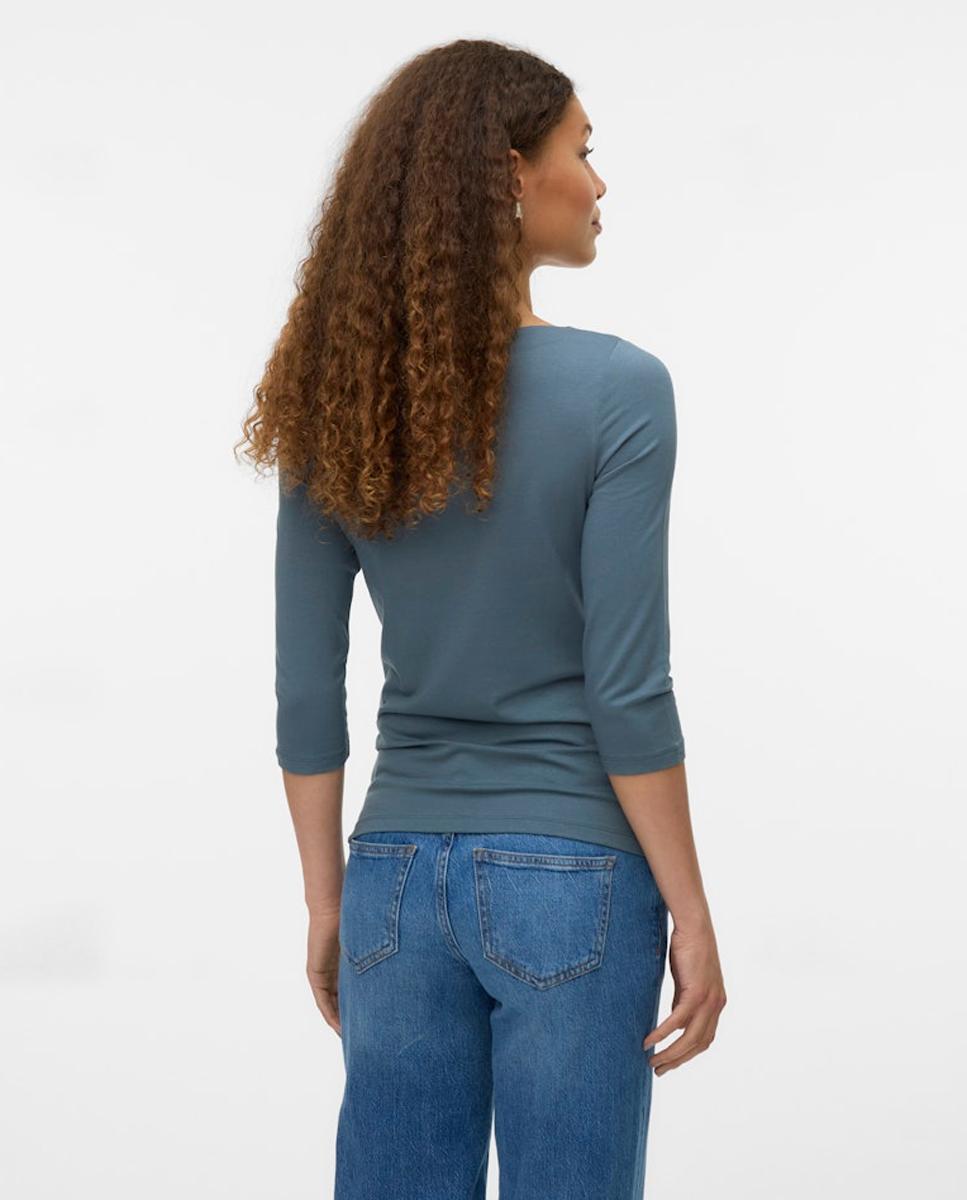 Camiseta de mujer mangas tres cuarto con escote barco - Vero Moda - Azul índigo Azul índigo-2