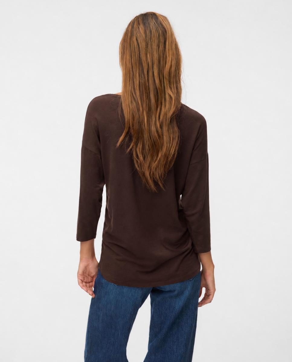 Top manga 3/4 con cuello barco - Vero Moda - Marrón oscuro Marrón oscuro-2