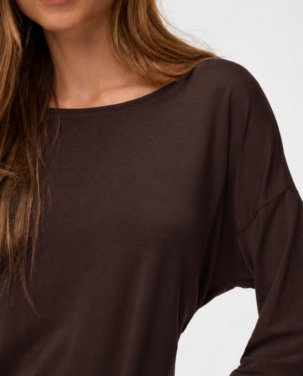 Top manga 3/4 con cuello barco - Vero Moda - Marrón oscuro Marrón oscuro-3