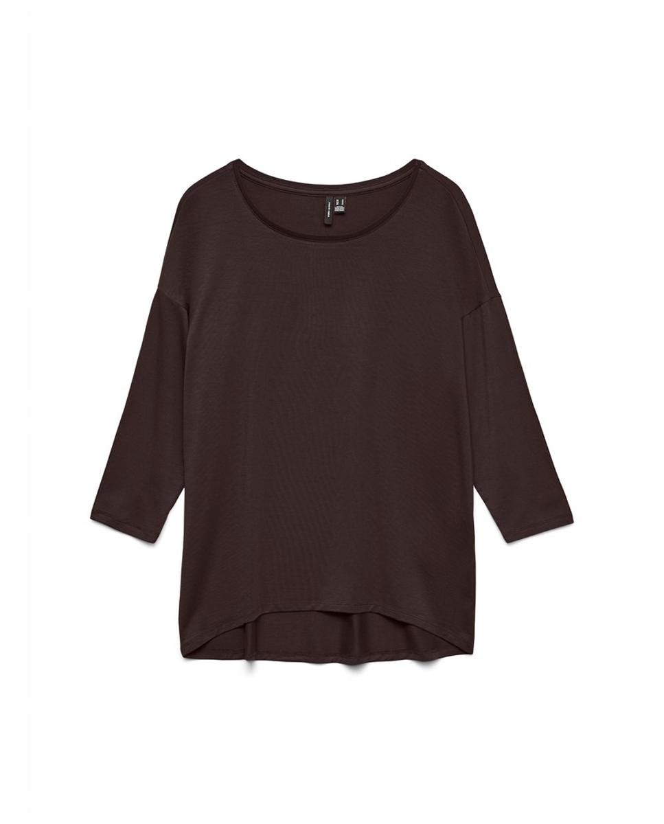 Top manga 3/4 con cuello barco - Vero Moda - Marrón oscuro Marrón oscuro-4