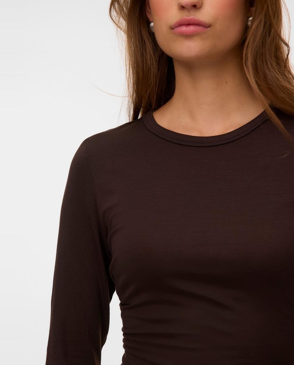 Camiseta básica de manga larga - Vero Moda - Marrón oscuro Marrón oscuro-3
