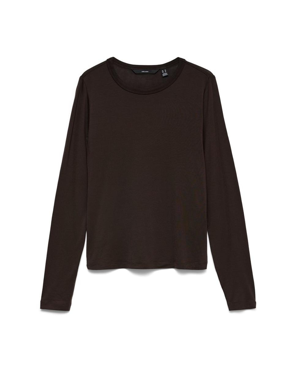 Camiseta básica de manga larga - Vero Moda - Marrón oscuro Marrón oscuro-5