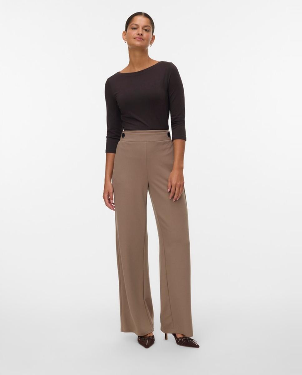 Camiseta de mujer mangas tres cuarto con escote barco - Vero Moda - Marrón Marrón-4