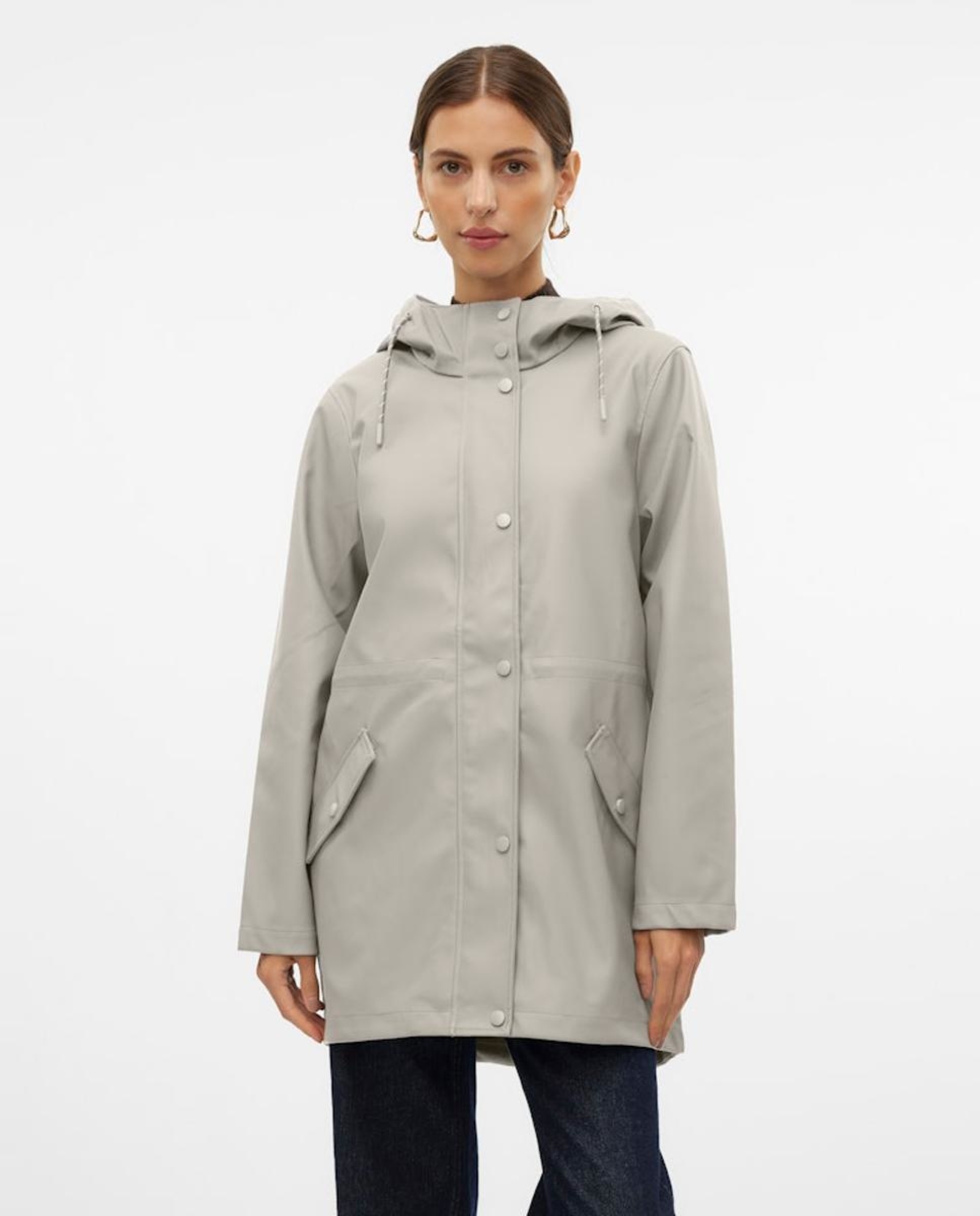 Chubasquero de mujer manga larga con capucha - Vero Moda - Azul índigo Gris claro-1