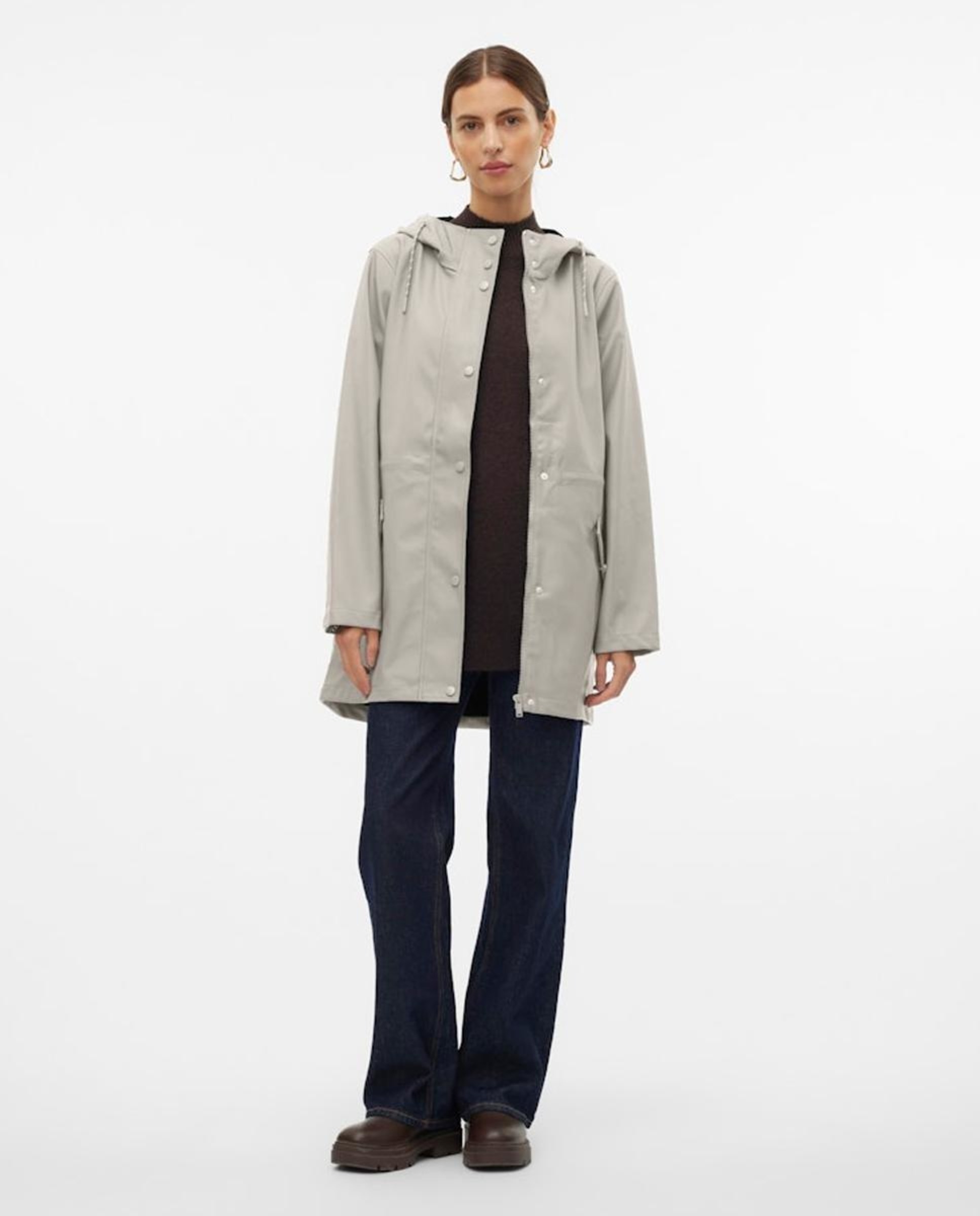 Chubasquero de mujer manga larga con capucha - Vero Moda - Azul índigo Gris claro-5