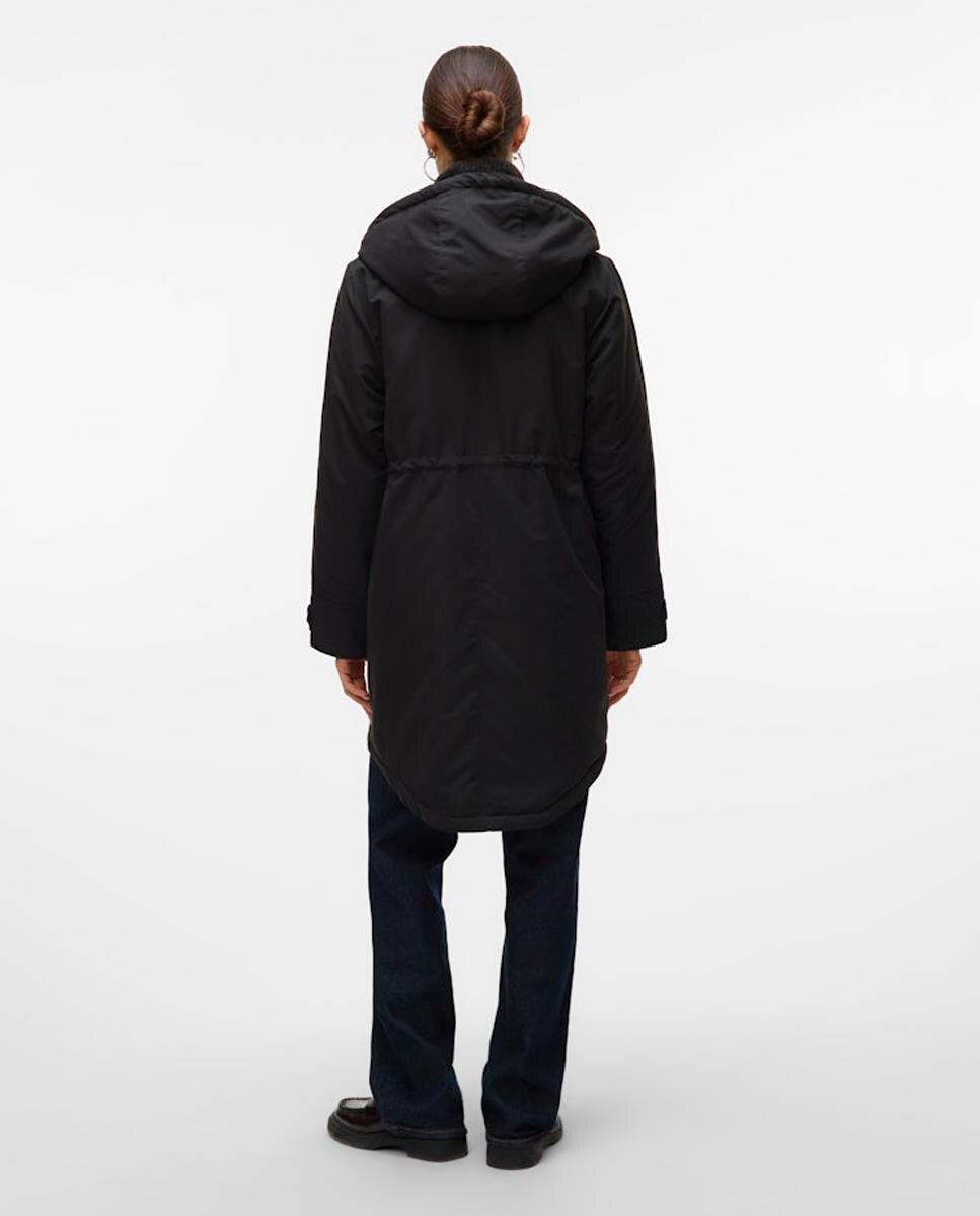 Parka de Forro Acolchoado com Capuz Preto-4