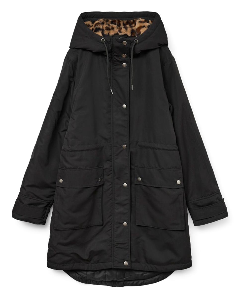 Parka de Forro Acolchoado com Capuz Preto-6