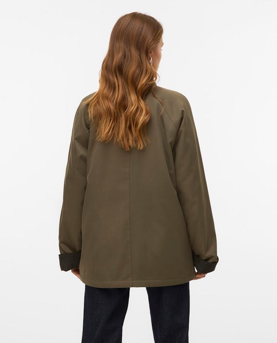 Casaco Oversize com Colarinho de Camisa Verde pardo-3
