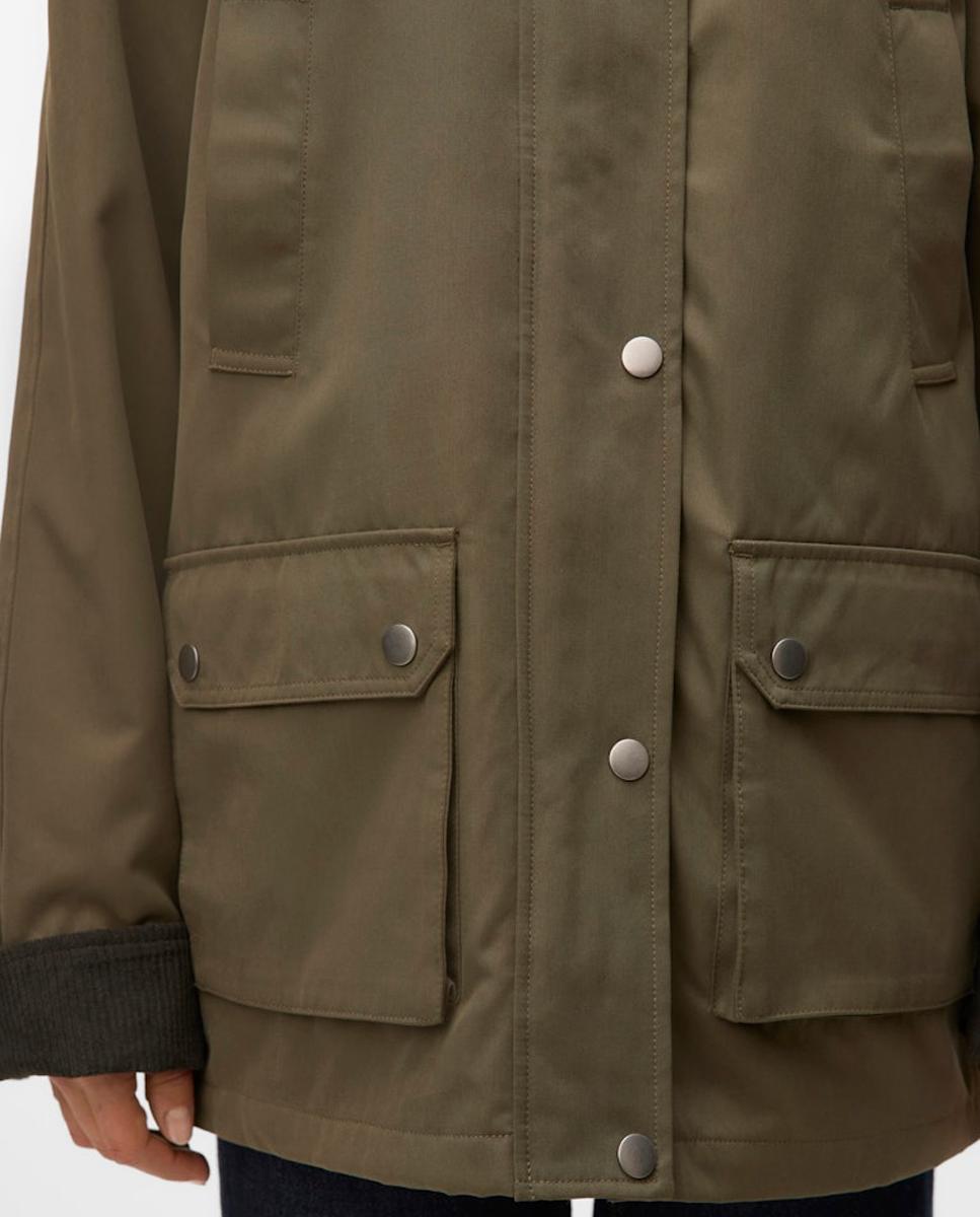Casaco Oversize com Colarinho de Camisa Verde pardo-4