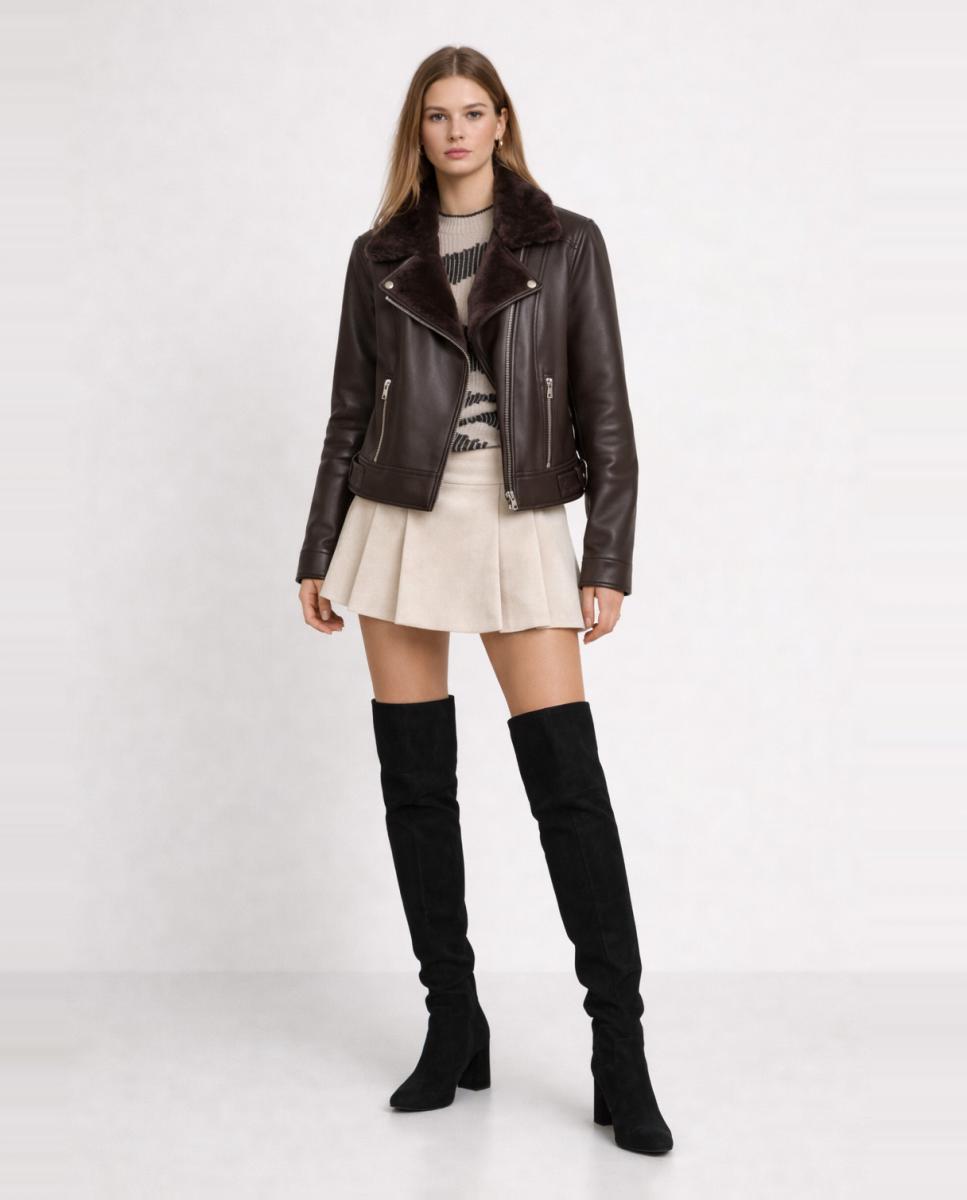 Vero Moda - Cazadora de mujer de polipiel con cremallera.