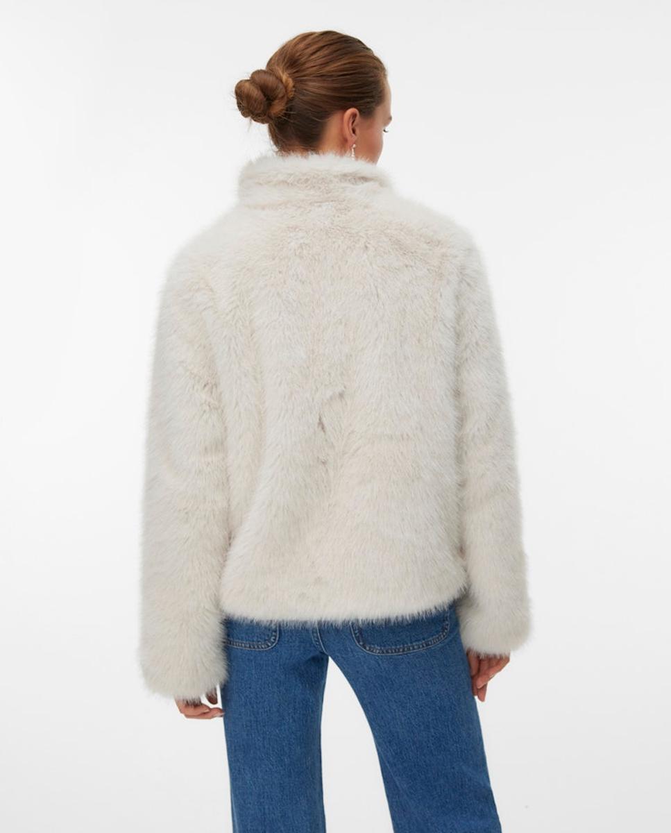 Chaqueta corta efecto pelo mujer - Vero Moda - Blanco hielo Blanco hielo-3