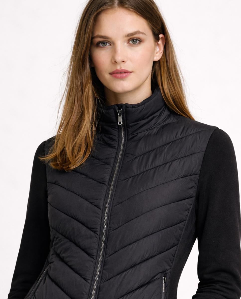 Casaco Acolchoado Combinado Preto-2