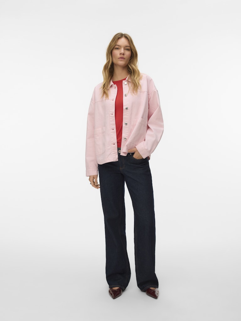 Blusão de Ganga Regular Rosa-claro-5