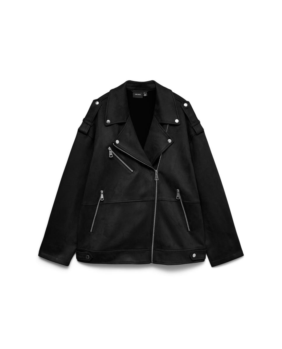 Casaco Oversize com Efeito de Camurça Preto-5