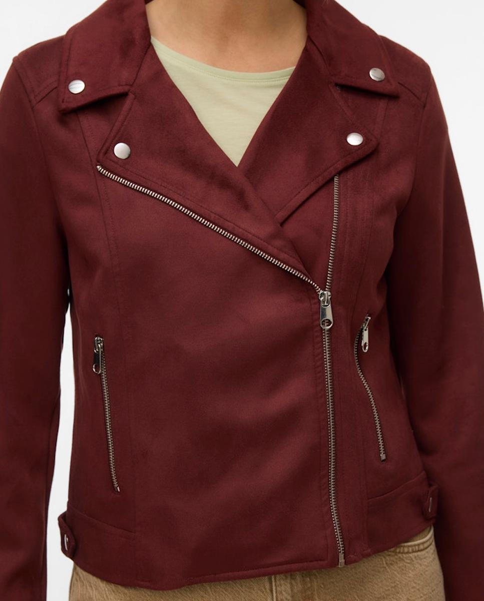 Blusão em Tecido de Camurça com Tachas Bordeaux-3