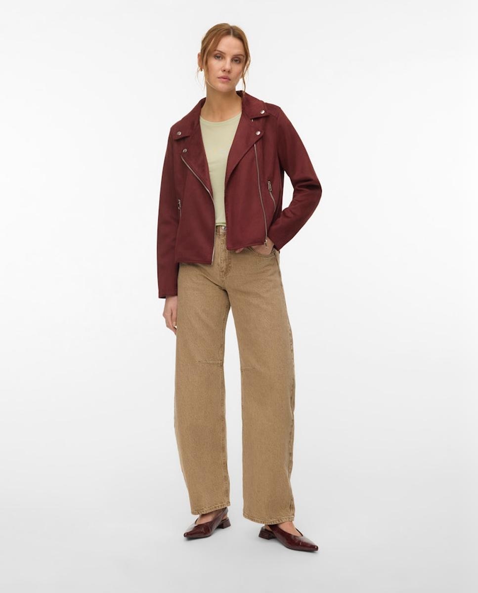 Blusão em Tecido de Camurça com Tachas Bordeaux-5