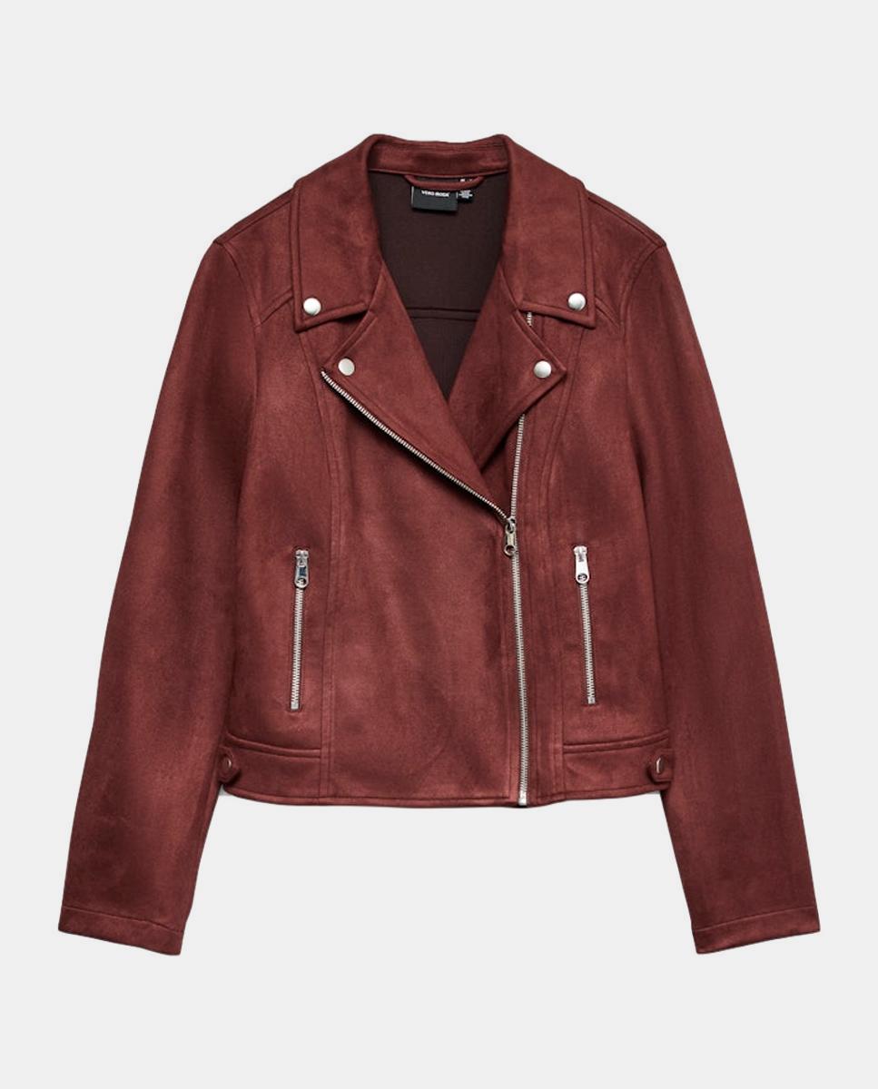 Blusão em Tecido de Camurça com Tachas Bordeaux-4