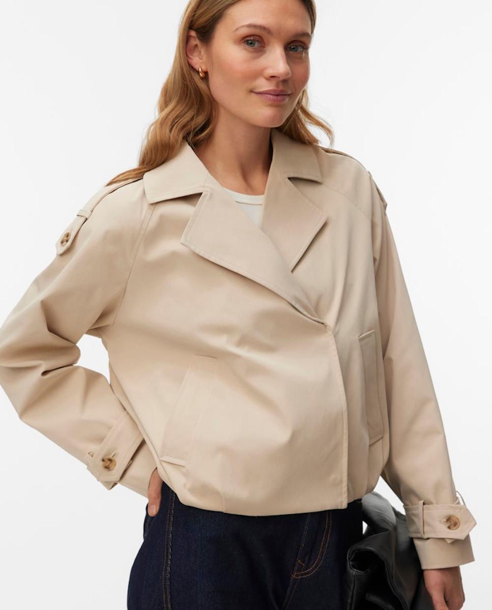Imagen 0 de Chaqueta corta estilo trench Crudo