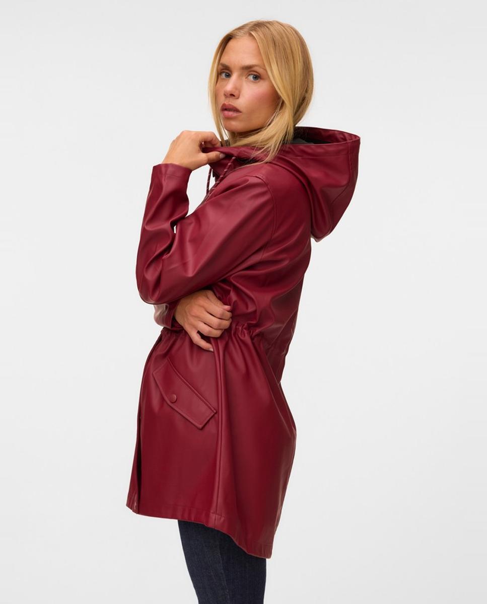 Chubasquero de mujer midi con capucha - Vero Moda - Rojo Rojo-2