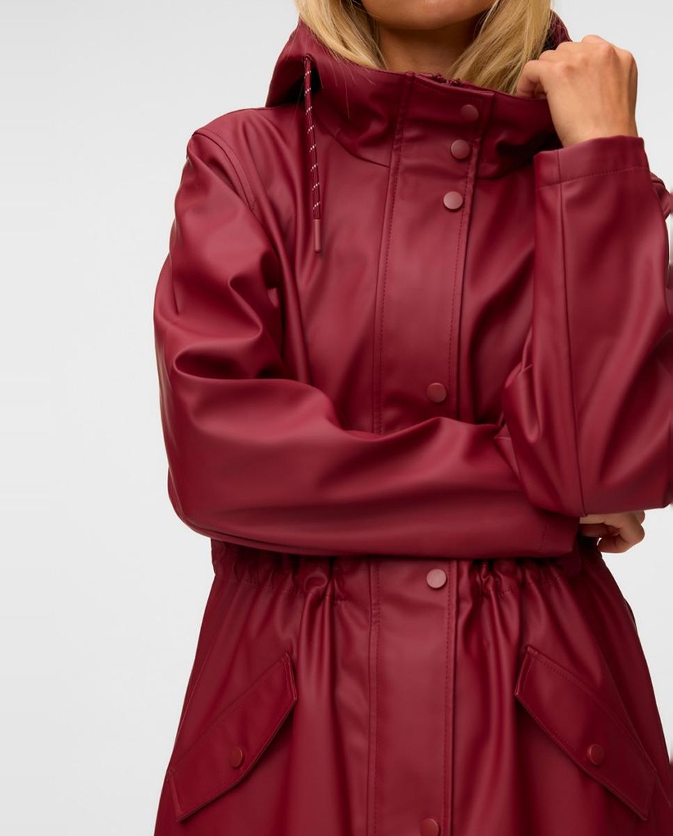 Chubasquero de mujer midi con capucha - Vero Moda - Rojo Rojo-3