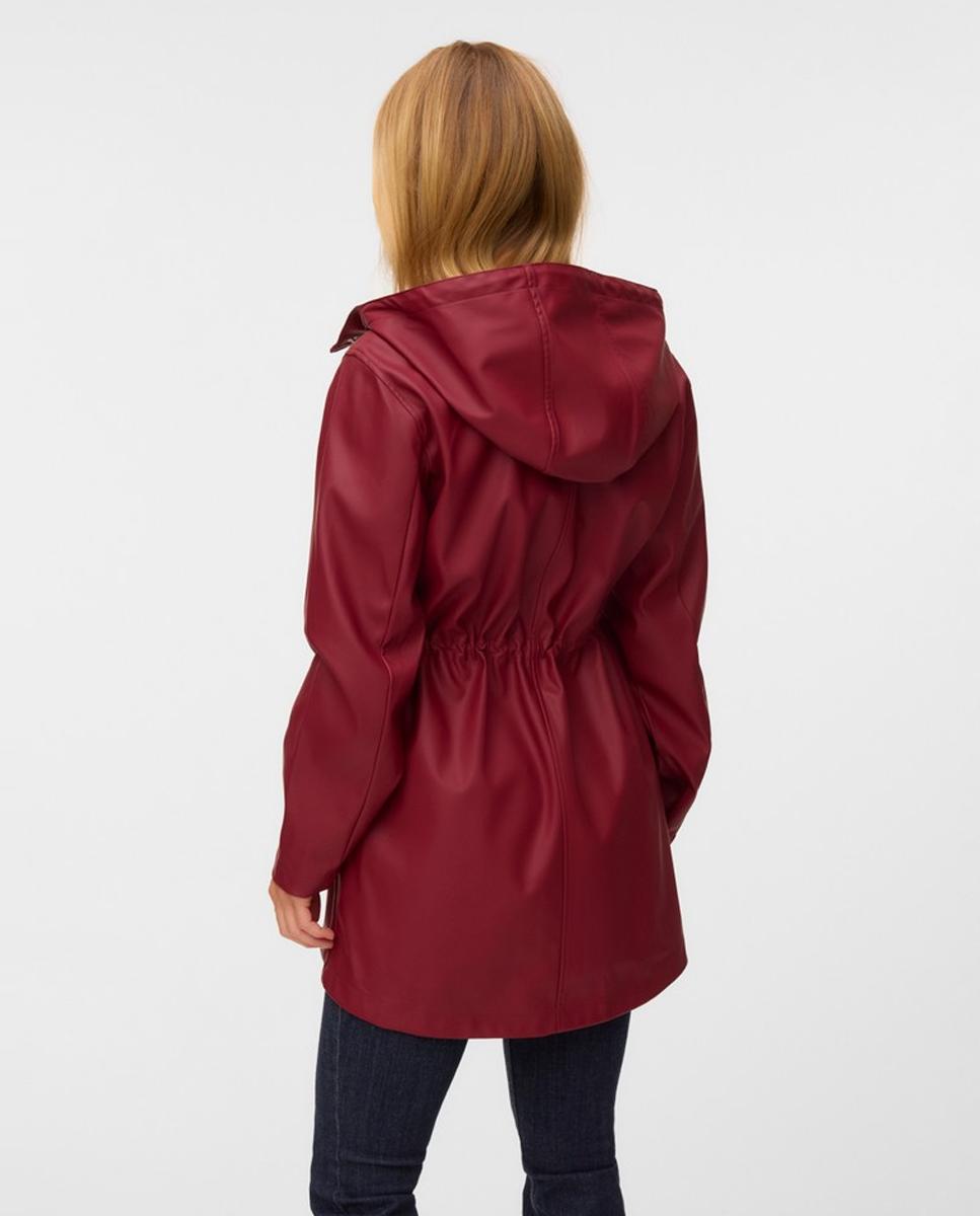 Chubasquero de mujer midi con capucha - Vero Moda - Rojo Rojo-4