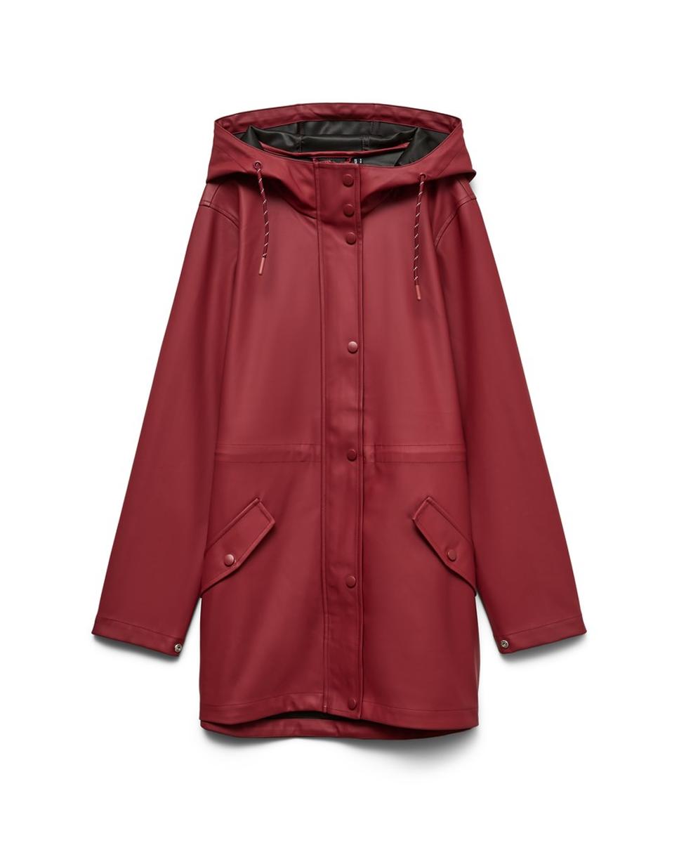 Chubasquero de mujer midi con capucha - Vero Moda - Rojo Rojo-5