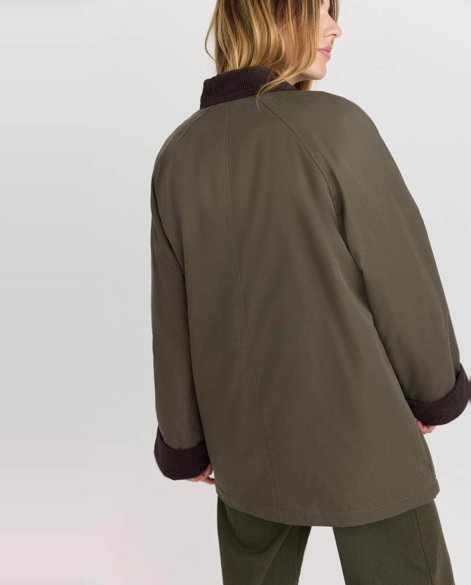 Casaco Oversize com Colarinho de Camisa Verde-4