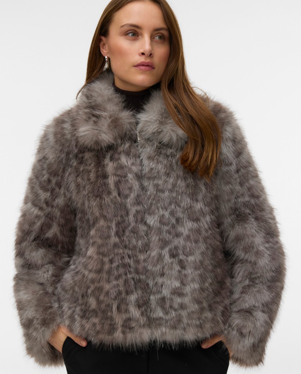 Imagem 0 de Sobretudo de Animal Print de Leopardo com Efeito de Pelo