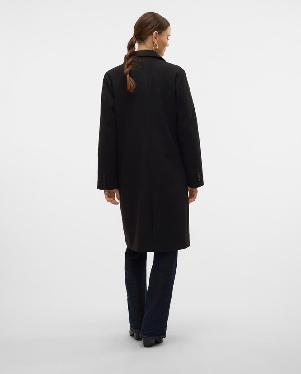 Sobretudo em Tecido Soft Midi Preto-3