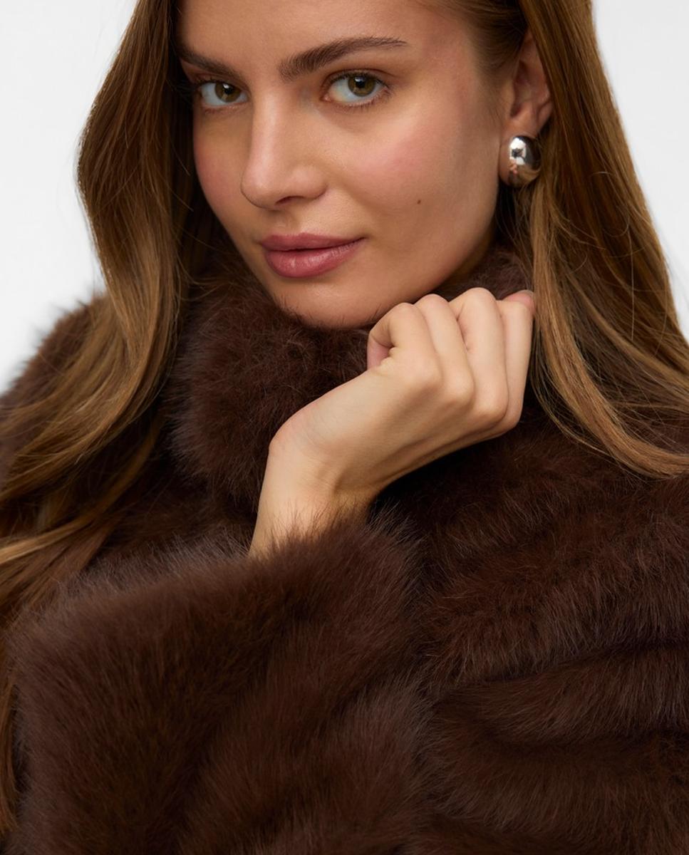 Chaqueta corta efecto pelo mujer - Vero Moda - Marrón Marrón-2
