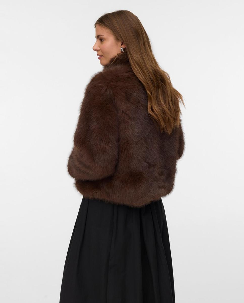 Chaqueta corta efecto pelo mujer - Vero Moda - Marrón Marrón-4