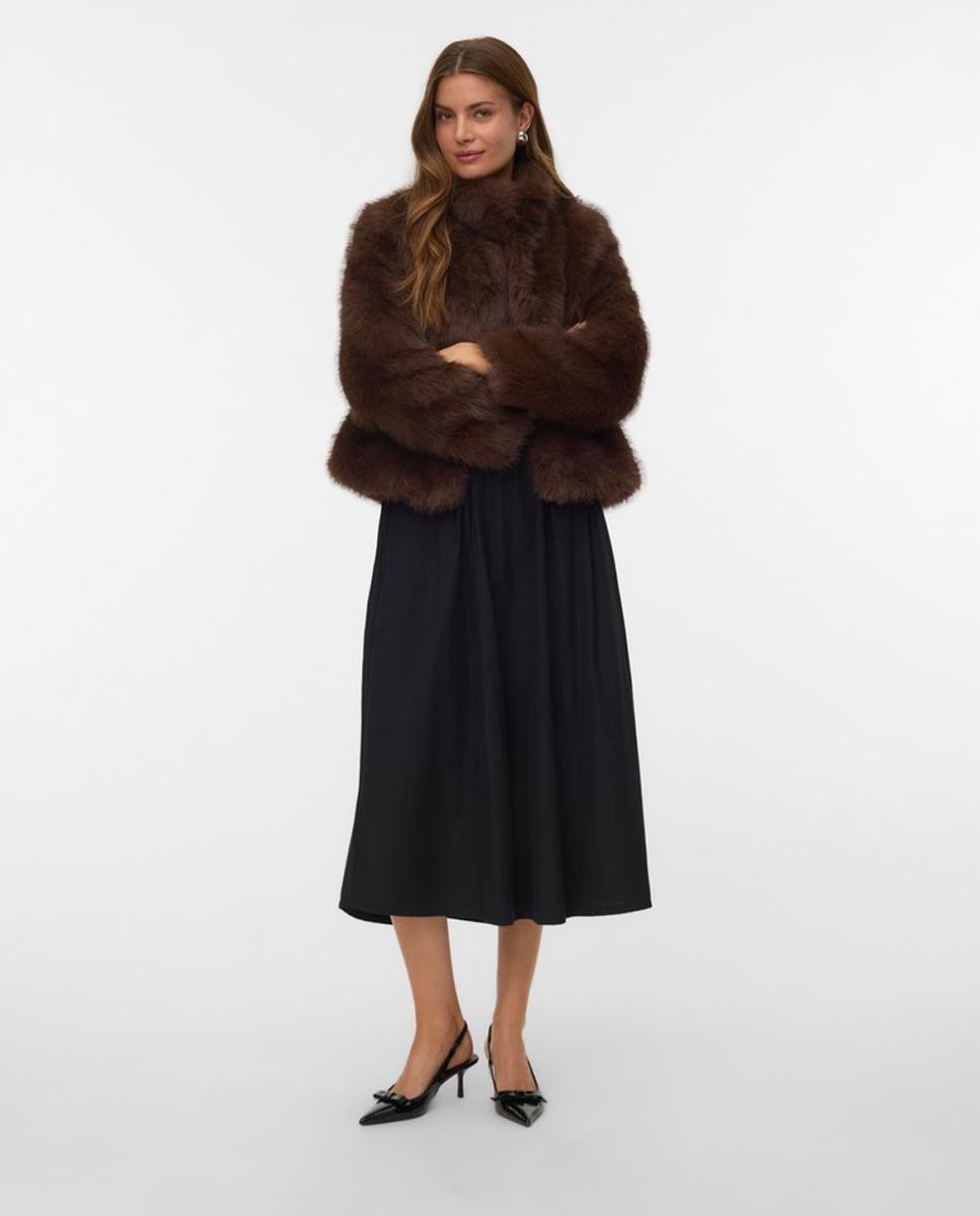 Chaqueta corta efecto pelo mujer - Vero Moda - Marrón Marrón-5