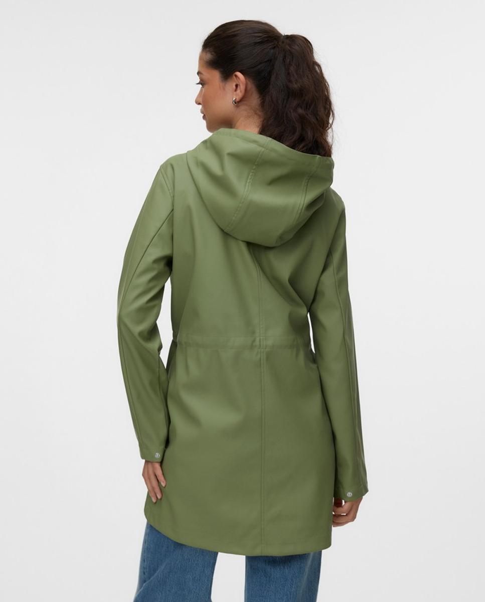 Impermeável Midi com Capuz Verde-claro-4