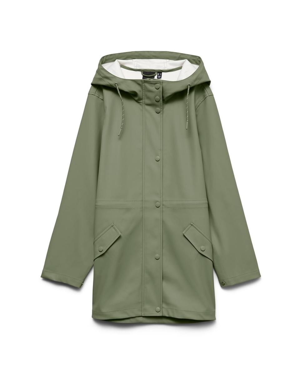 Impermeável Midi com Capuz Verde-claro-5