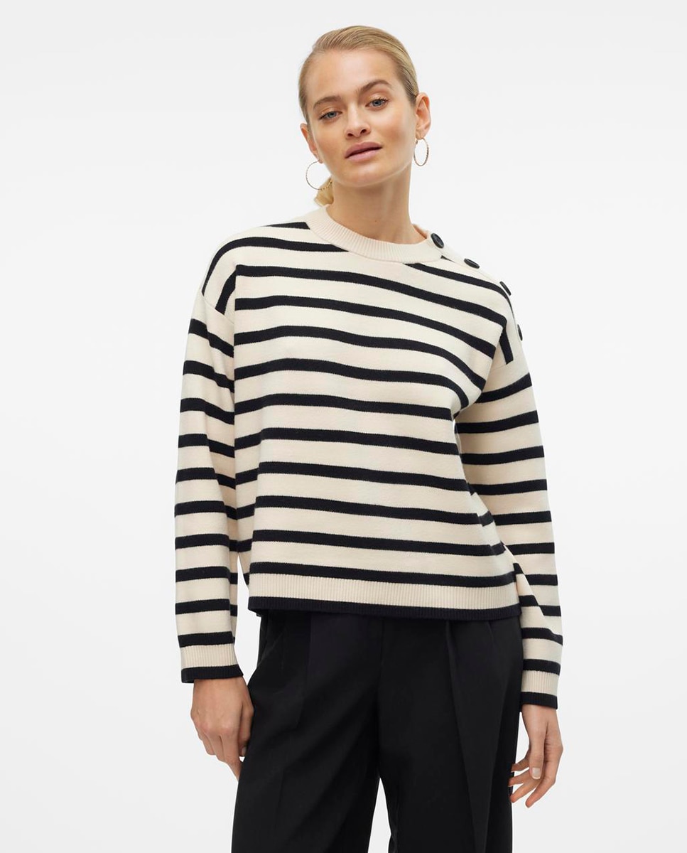 Imagem 0 de Camisola de Malha de Manga Comprida com Botões no Ombro