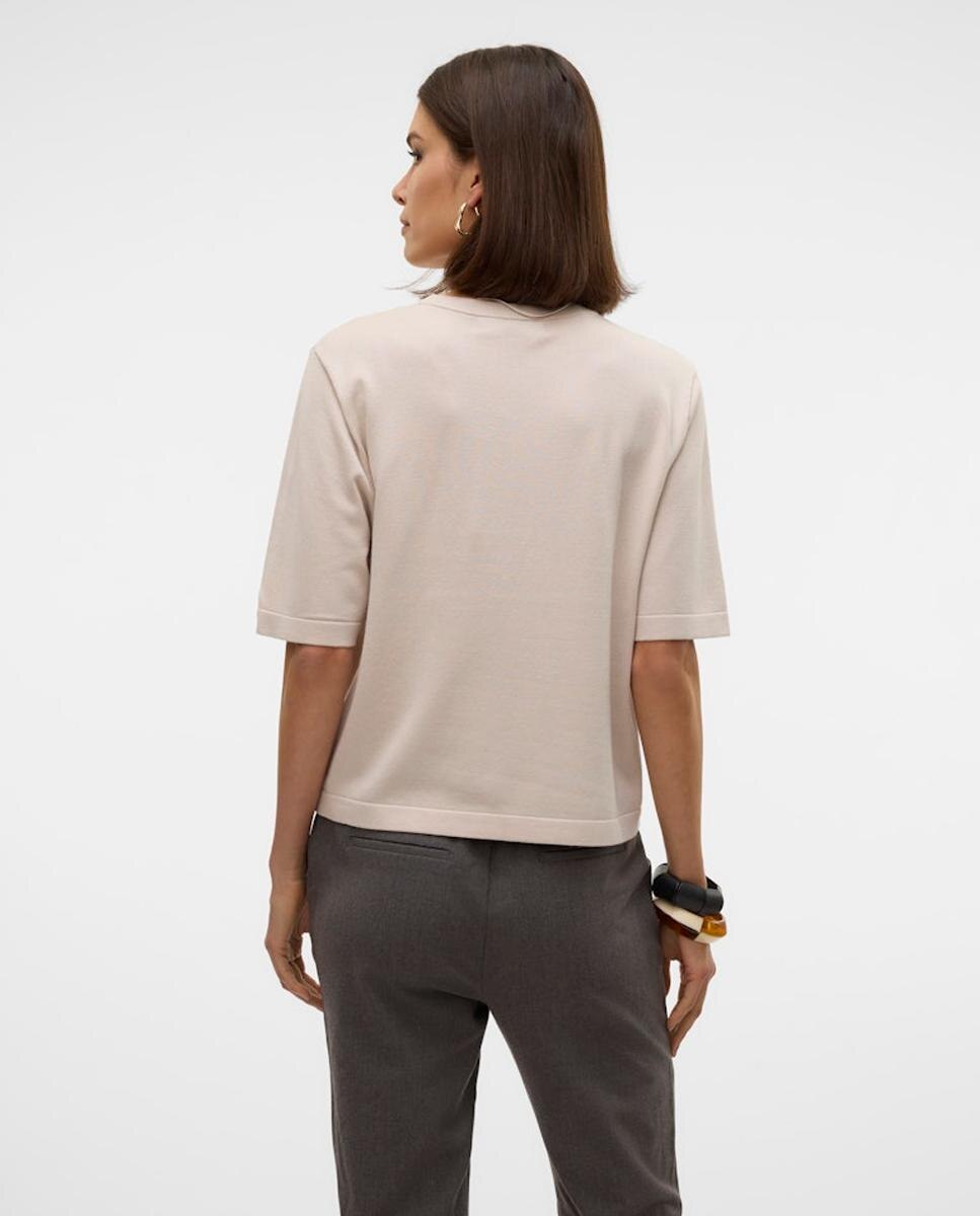 Camisola de Malha Fina com Manga Curta Branco-gelo-4