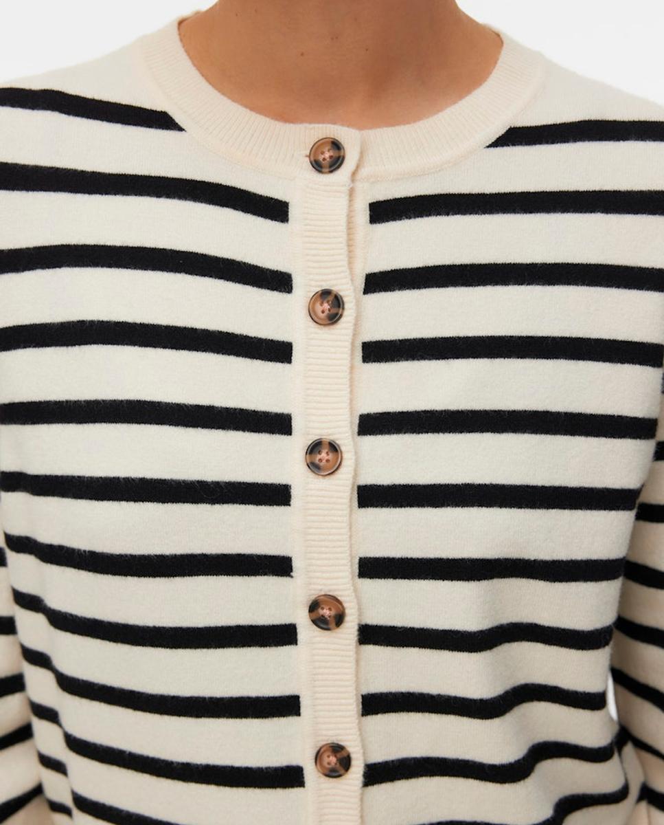 Casaco de Malha Fina com Fecho Abotoado Branco-gelo-2