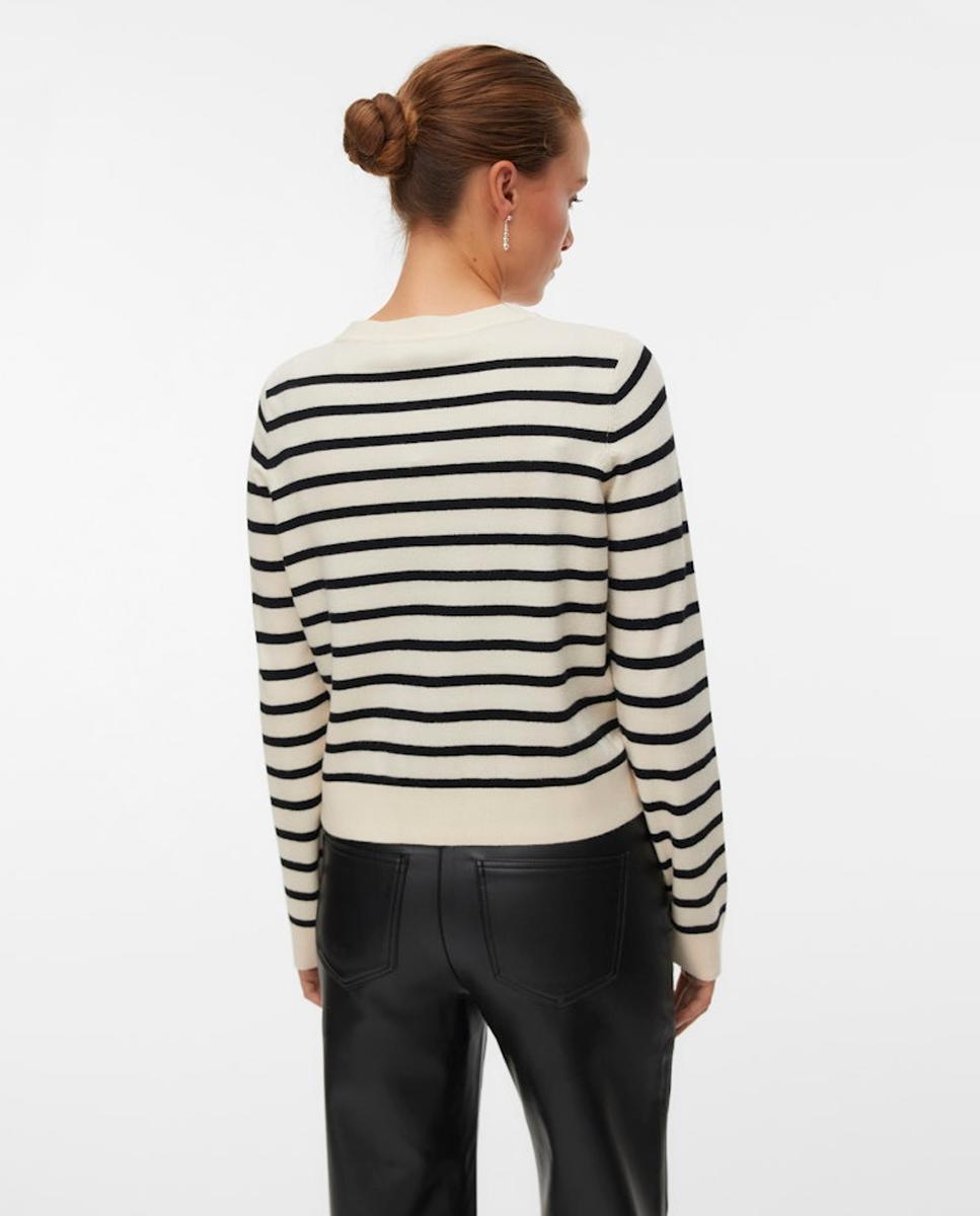 Casaco de Malha Fina com Fecho Abotoado Branco-gelo-3