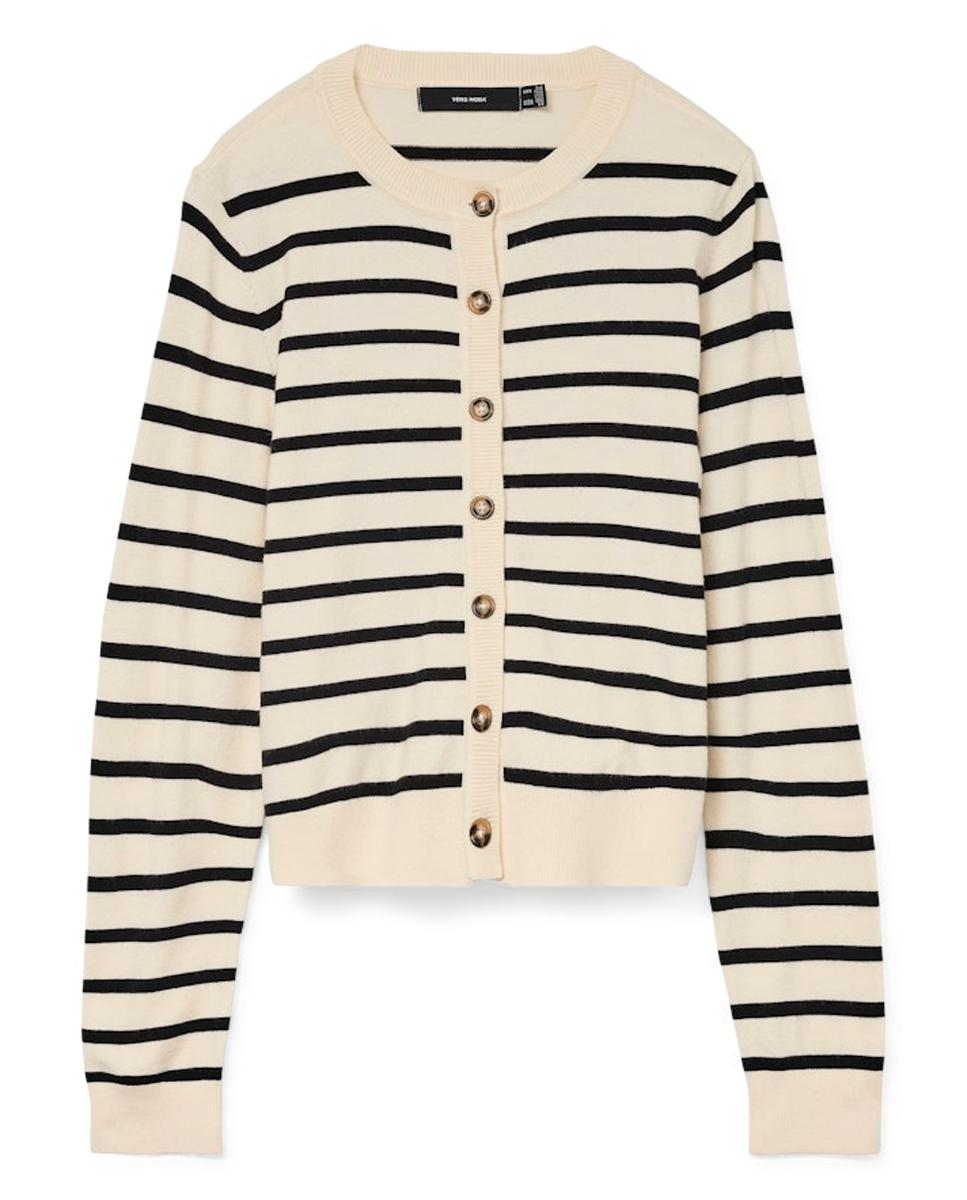 Casaco de Malha Fina com Fecho Abotoado Branco-gelo-5