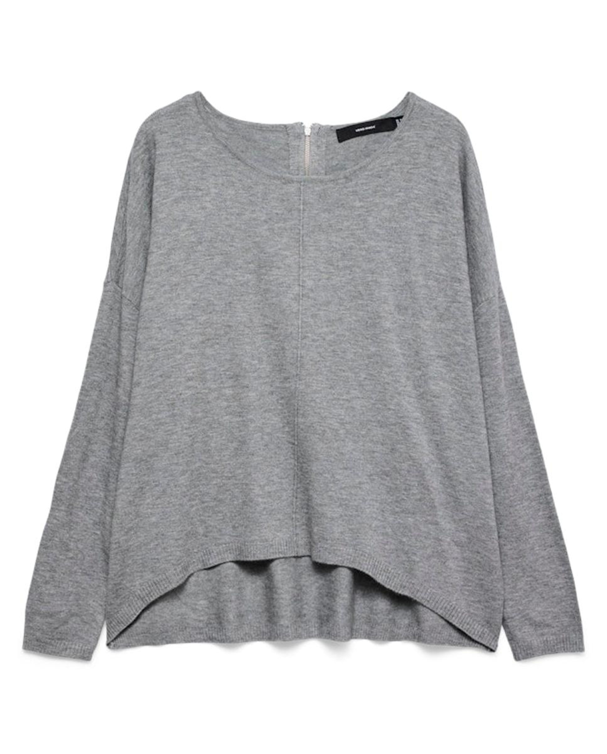 Camisola de Malha Fina com Corte Largo Cinzento-6