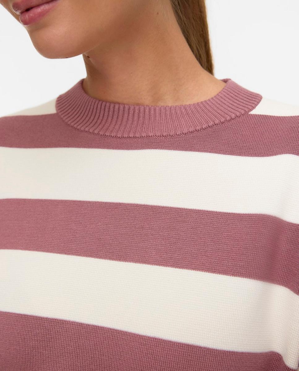 Camisola de malha de mulher com manga comprida Rosa-2