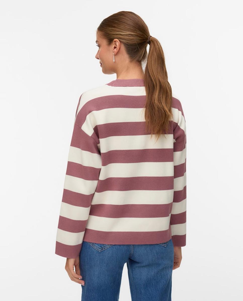 Camisola de malha de mulher com manga comprida Rosa-3