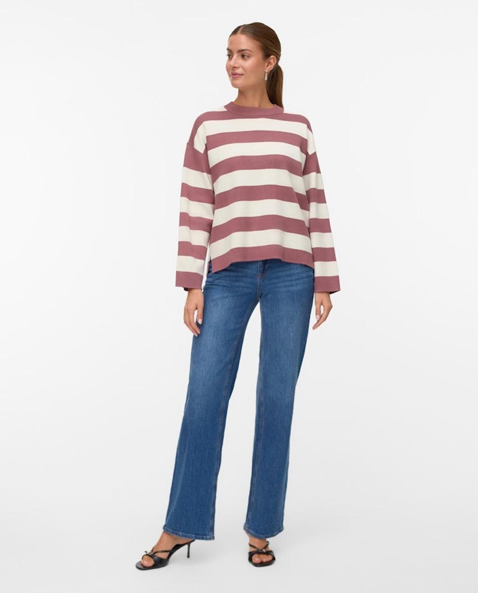 Camisola de malha de mulher com manga comprida Rosa-4
