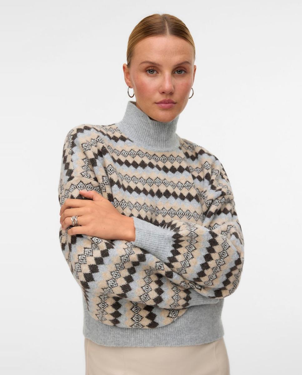 Vero Moda - Jersey estampado de mujer con cuello alto.