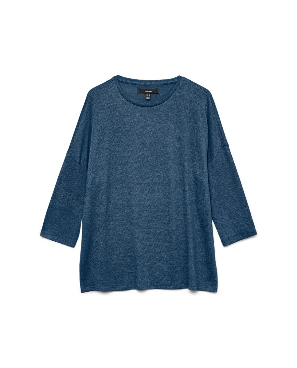 Camisola de Malha Larga com Manga 3/4 Azul-índigo-2