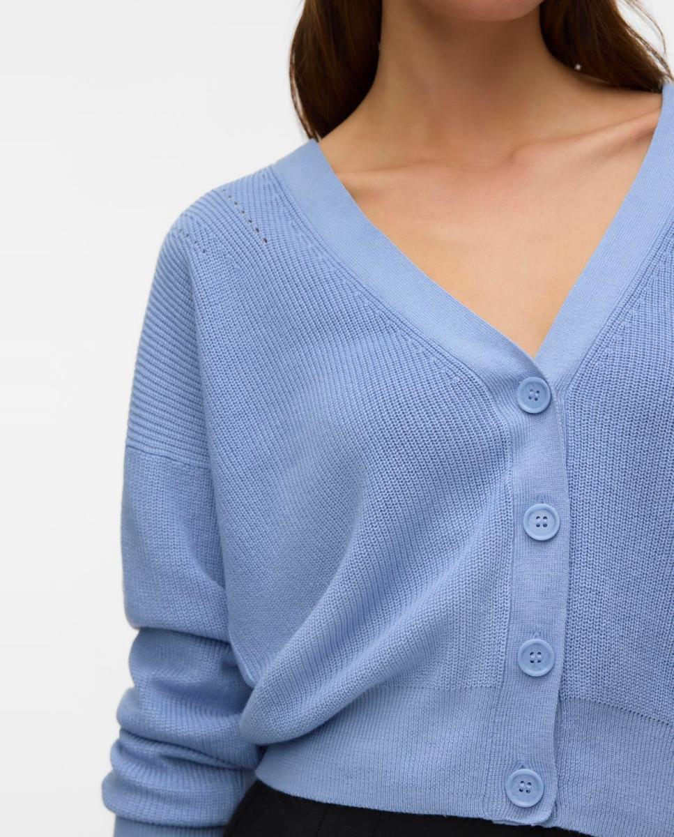 Cárdigan de mujer manga larga con cuello en pico - Vero Moda - Azul claro Azul claro-3